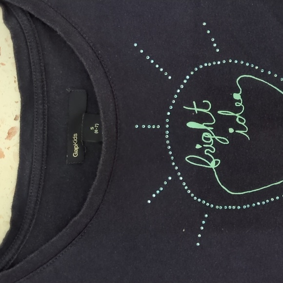GapKids | Navy Bright Ideas Short Sleeve T-Shirt Embellished Rhinestones | S - Picture 3 of 5